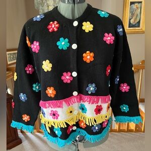 DESIGN OPTIONS L Philip & Jane Gordon Sweater Cardigan Floral Flower Easter